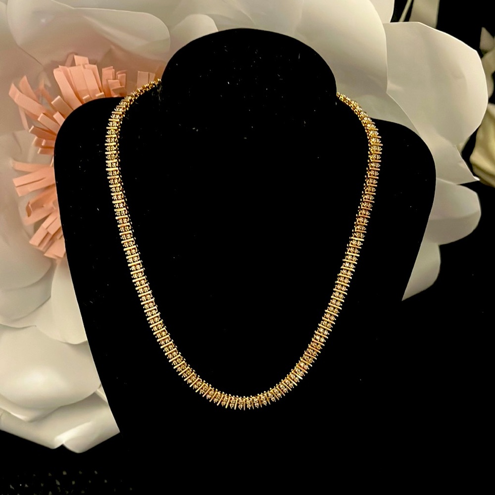 Gold Plated over 925 Silver Necklace with Diamonds.
